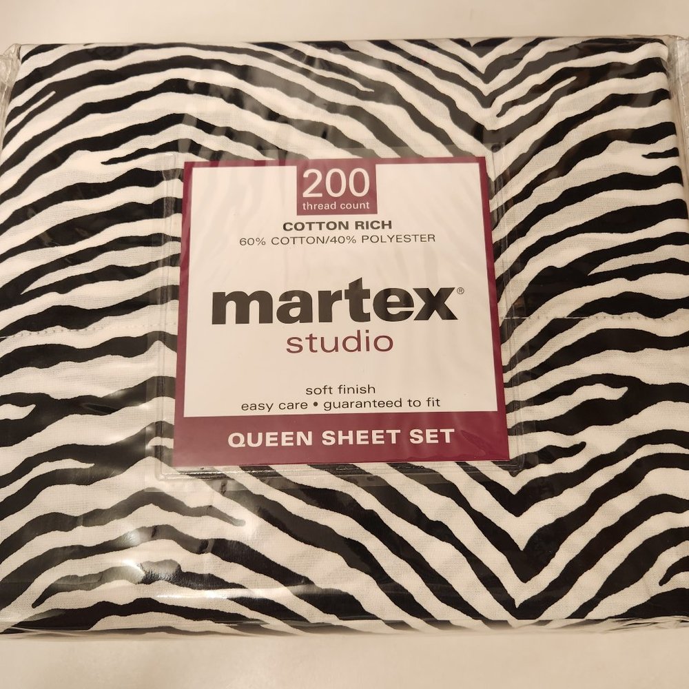 Martex Zebra Queen Sheet Set
